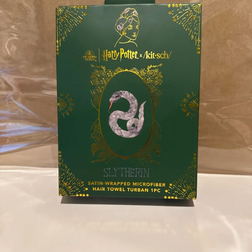 Harry Potter Kitsch Slytherin Satin Hair Towel Turban Y2K Dark Academia New NIB!